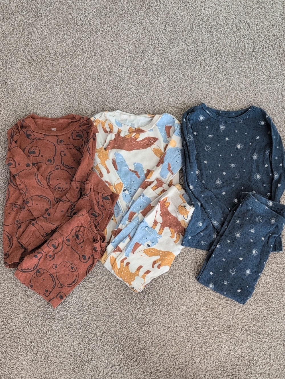 Kids Long Sleeve Pajama Trio - Bears, Animals, and Stars